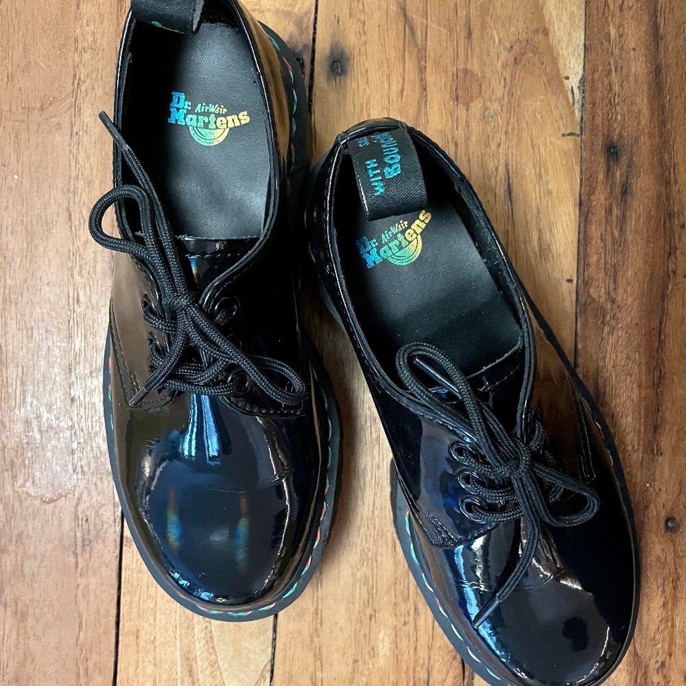 Dr. Martens 1461 Rainbow Patent Platform Shoes